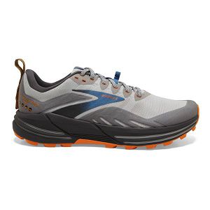 Brooks Cascadia 16 Mens Trail Running Shoes Grey/Blue/Orange | USA-IAE243956